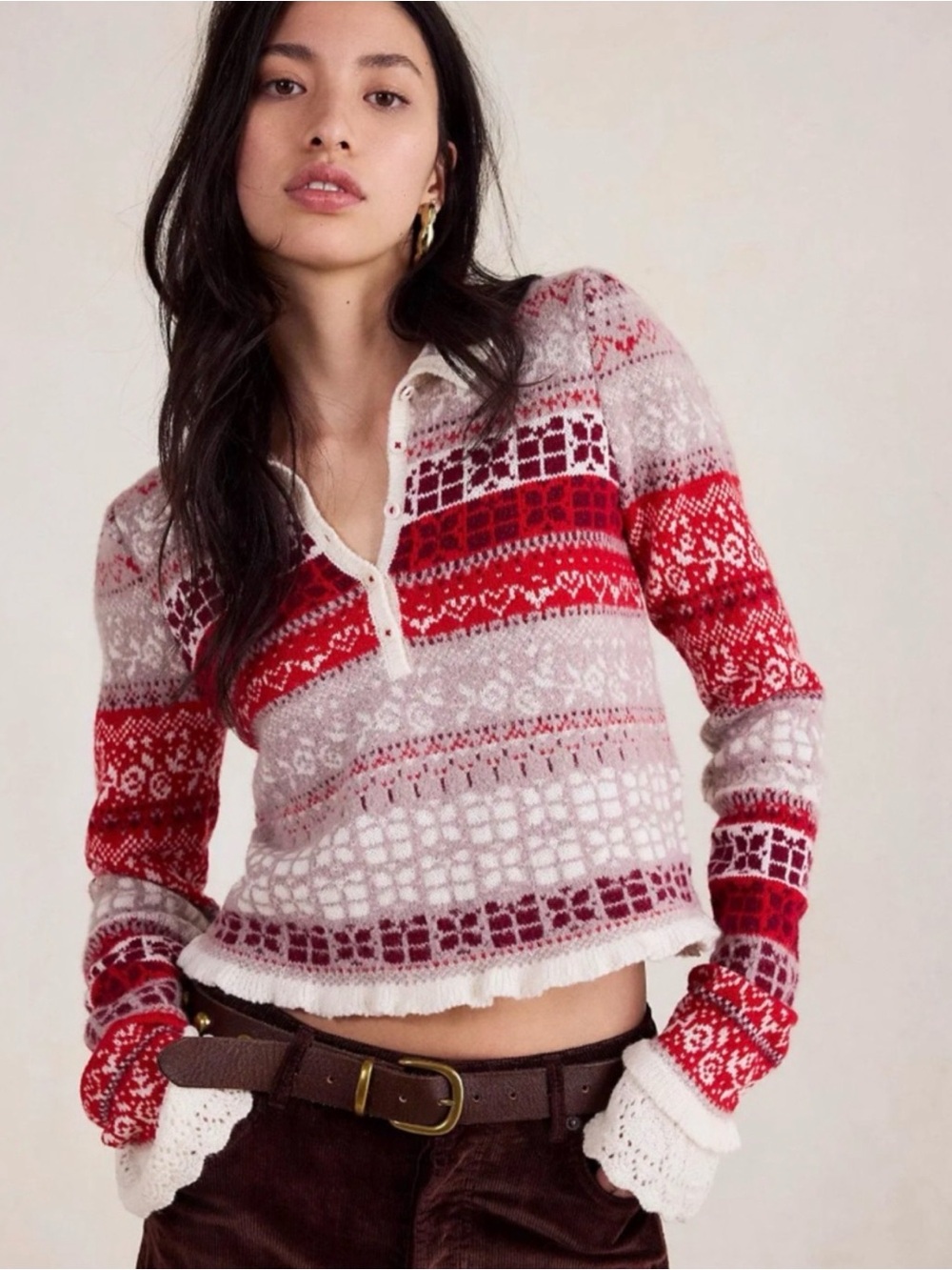 Free People Gift Wrapped Henley Sweater